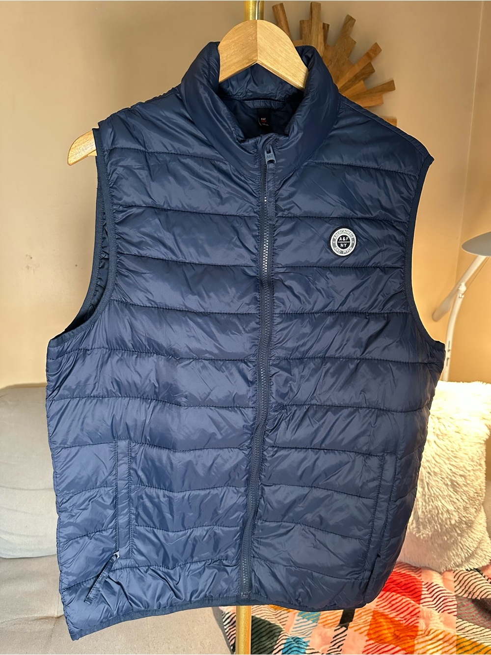 Abercrombie & Fitch Navy Quilted Puffer Vest
